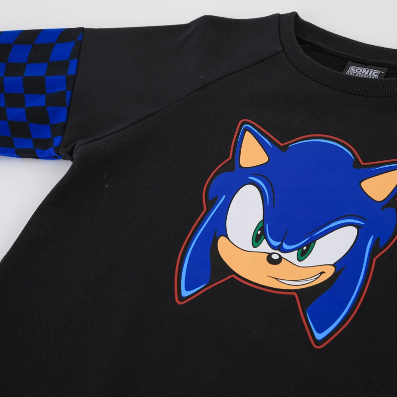 CONJUNTO BUZO NIÑO SONIC AJEDREZ NEGRO - 3