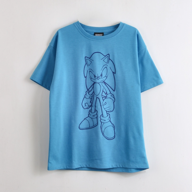 POLERA MANGA CORTA NIÑO SONIC ESTAMPADO CELESTE - 1