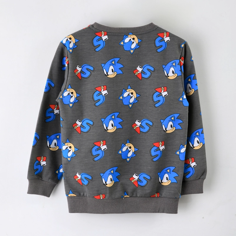 POLERON CERRADO NIÑO SONIC FULL PRINT GRIS - 2