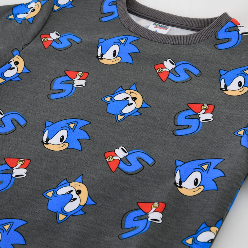 POLERON CERRADO NIÑO SONIC FULL PRINT GRIS - 3