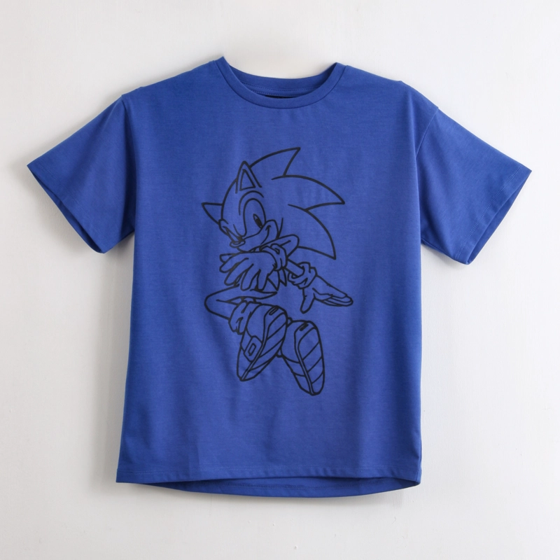 POLERA MANGA CORTA NIÑO SONIC OUTLINE AZUL - 1
