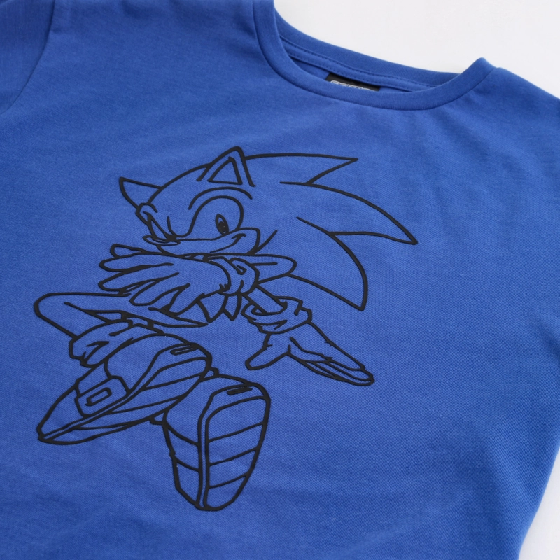 POLERA MANGA CORTA NIÑO SONIC OUTLINE AZUL - 3