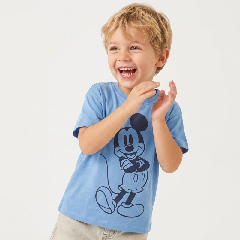 POLERA MANGA CORTA NIÑO MICKEY DISNEY POSE CELESTE - 1
