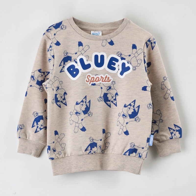 POLERON CERRADO NIÑO BLUEY FULL PRINT BEIGE - 1