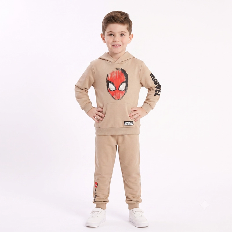 CONJUNTO BUZO NIÑO SPIDERMAN MARVEL CARA CAFE - 1