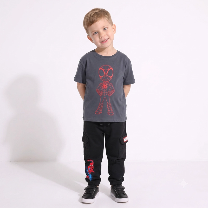 PANTALON DE BUZO NIÑO SPIDERMAN MARVEL CARGO NEGRO - 3