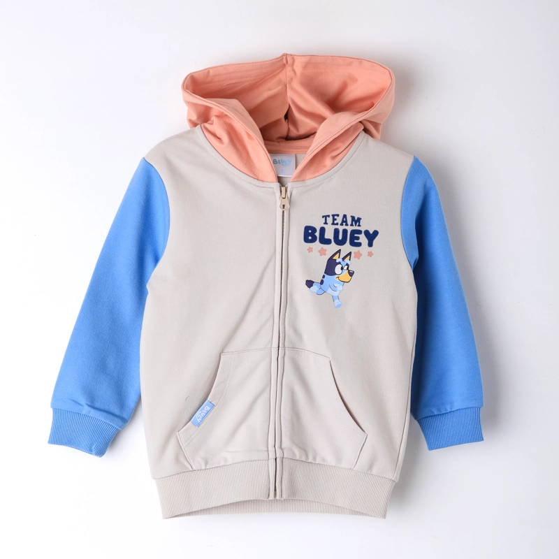 POLERON ABIERTO NIÑO BLUEY RAGLAN BEIGE - 1