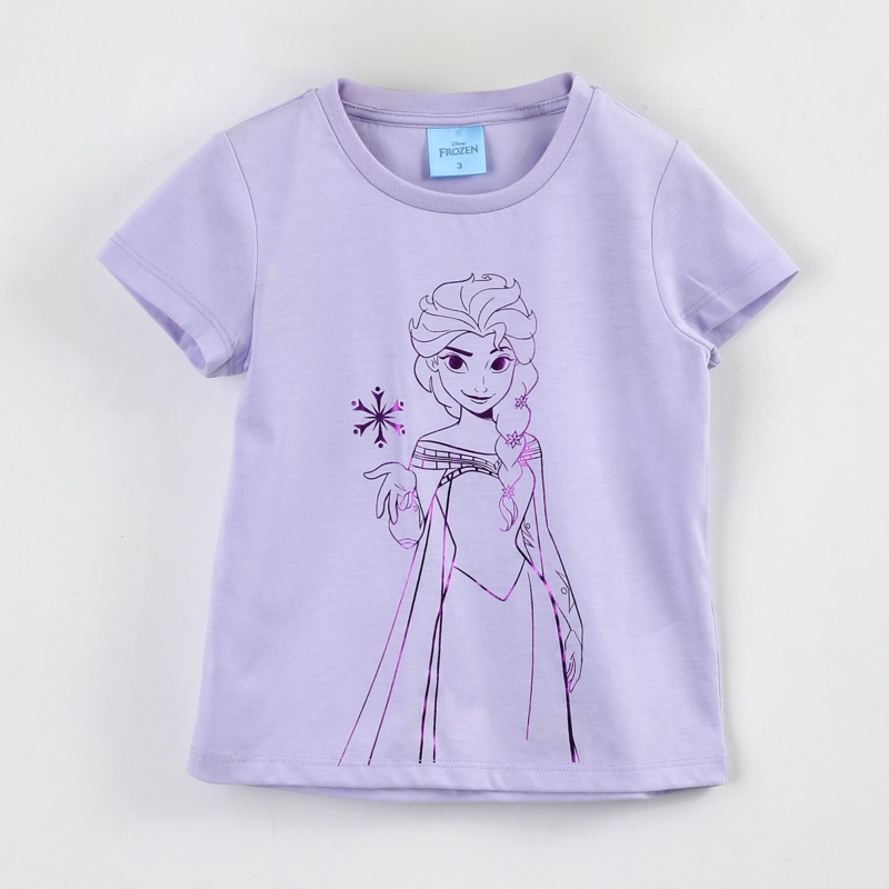 POLERA MANGA CORTA NIÑA ELSA DISNEY FOIL MORADO - 1