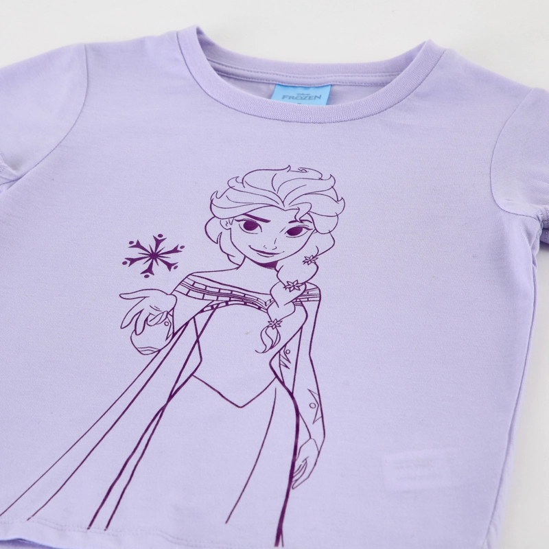 POLERA MANGA CORTA NIÑA ELSA DISNEY FOIL MORADO - 3