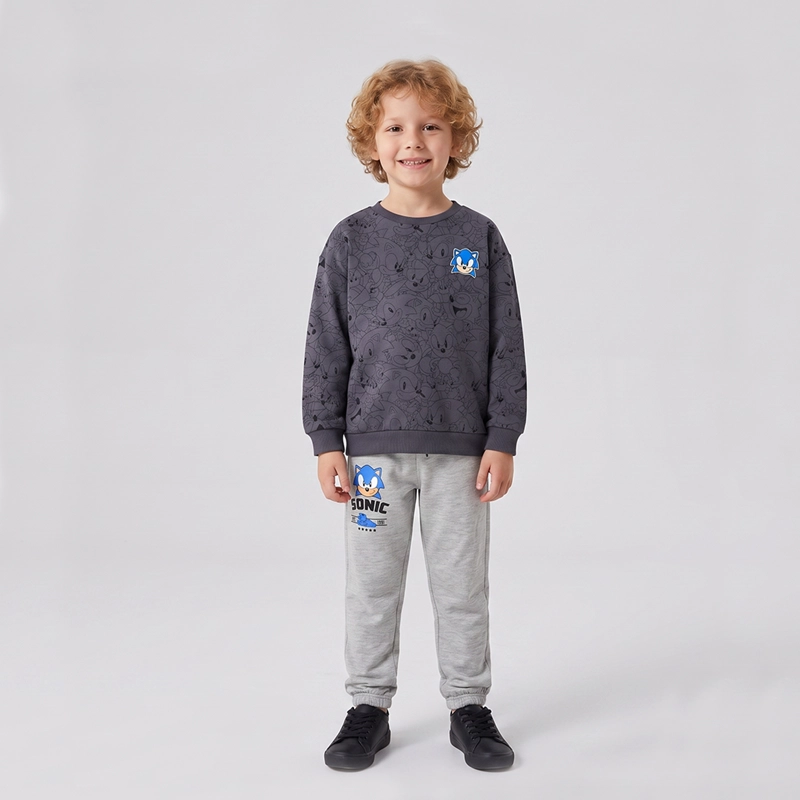 CONJUNTO BUZO NIÑO SONIC FULL PRINT GRIS - 1