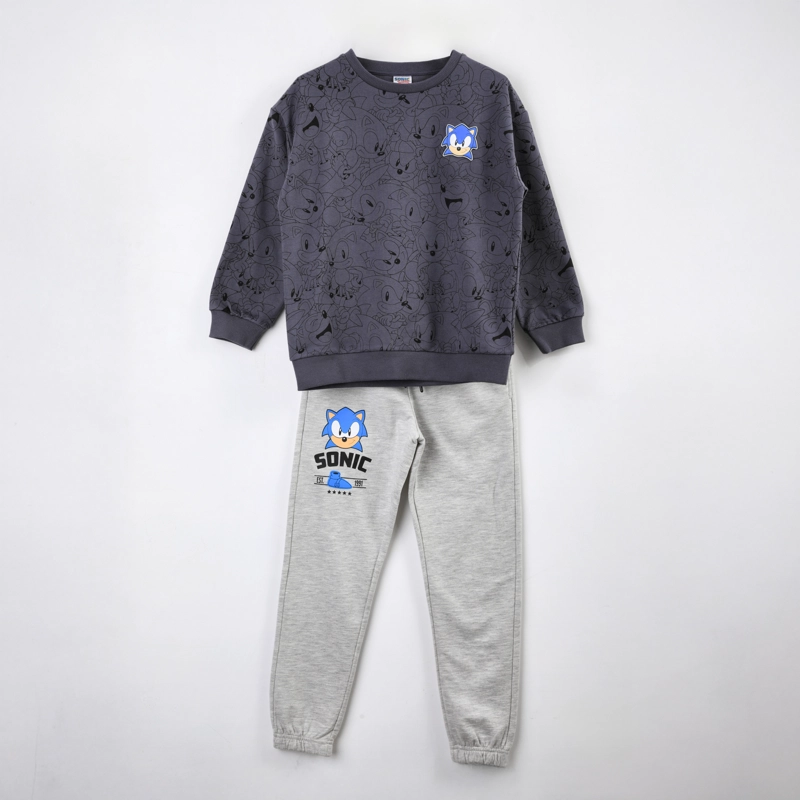 CONJUNTO BUZO NIÑO SONIC FULL PRINT GRIS - 2