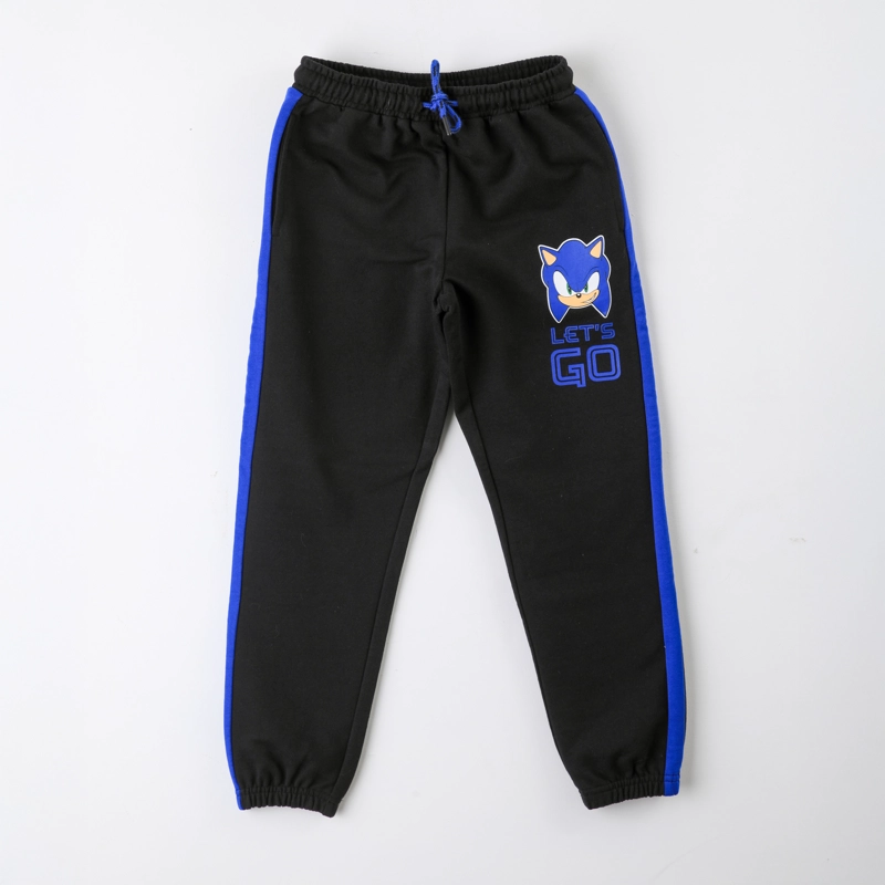 PANTALON DE BUZO NIÑO ESTAMPADO NEGRO SONIC - 1