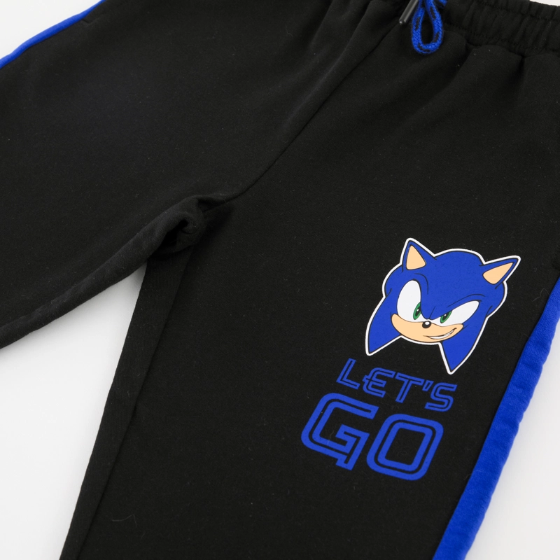 PANTALON DE BUZO NIÑO ESTAMPADO NEGRO SONIC - 3