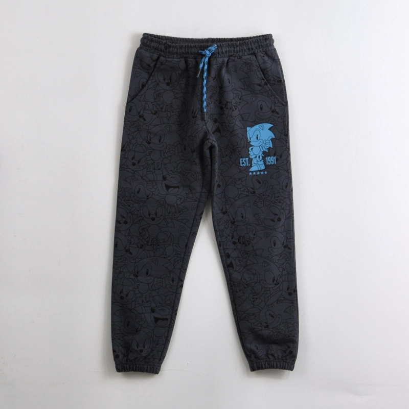 PANTALON DE BUZO NIÑO FULL PRINT NEGRO SONIC - 1