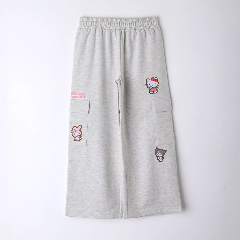 PANTALON DE BUZO NIÑA HELLO KITTY CARGO GRIS - 1