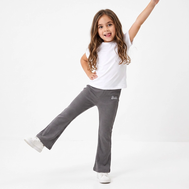 CALZA NIÑA BARBIE FLARE RIBBED GRIS - 1