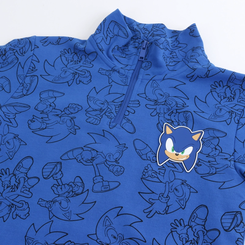 POLERON CERRADO NIÑO SONIC FULL PRINT MEDIO CIERRE AZUL - 3