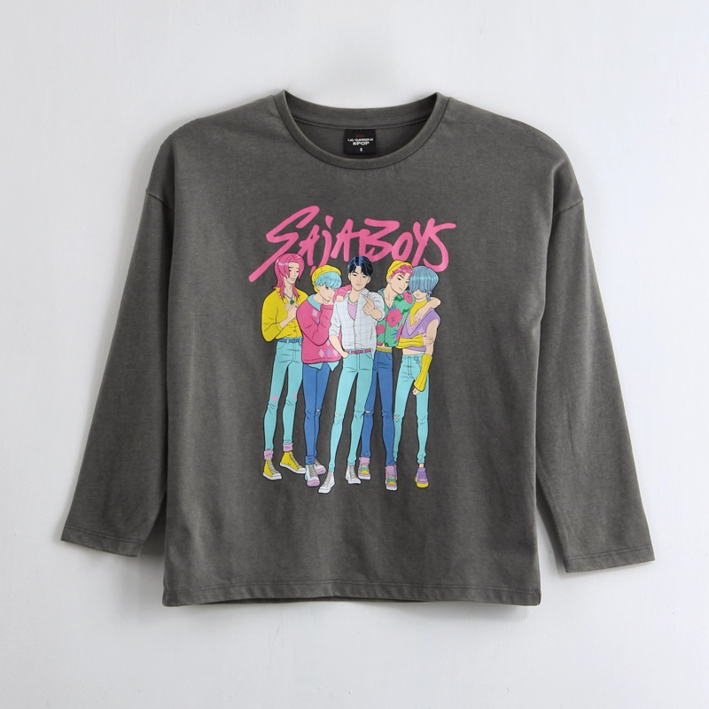 POLERA MANGA LARGA NIÑA SAJA BOYS KPOP DEMON HUNTERS GRIS - 1