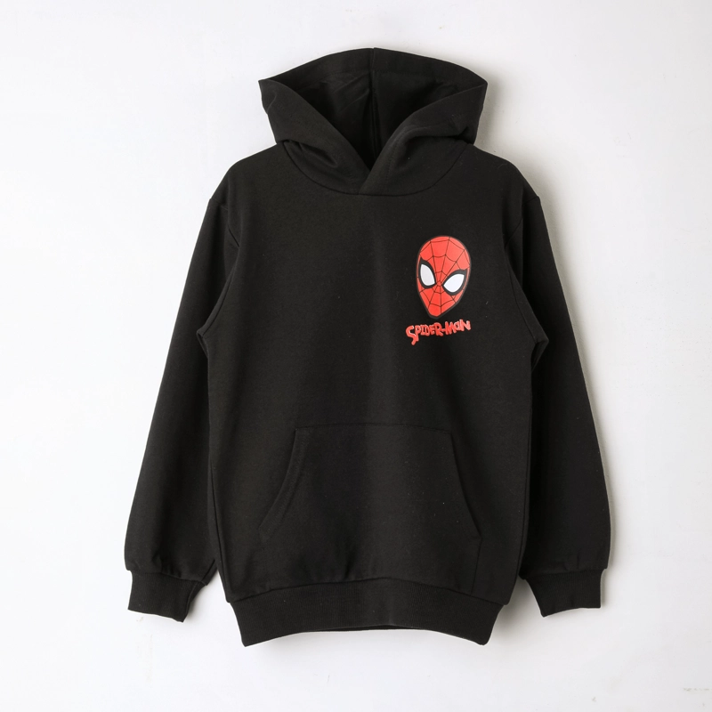 POLERON CERRADO CAPUCHA NIÑO SPIDERMAN MARVEL NEGRO - 2