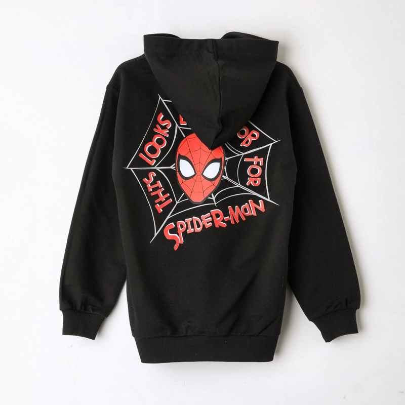 POLERON CERRADO CAPUCHA NIÑO SPIDERMAN MARVEL NEGRO - 3