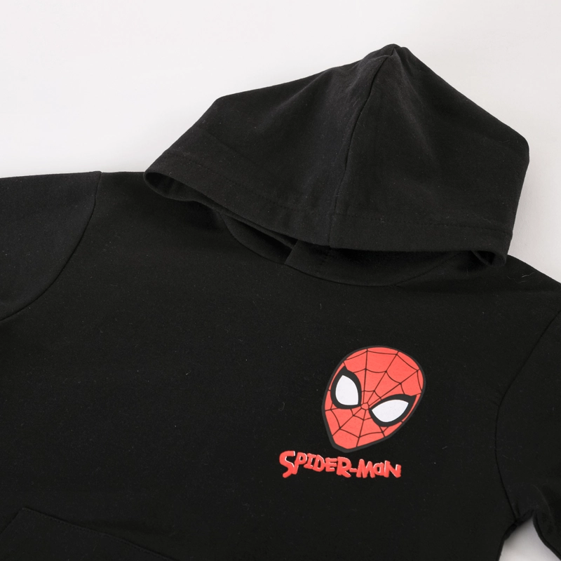 POLERON CERRADO CAPUCHA NIÑO SPIDERMAN MARVEL NEGRO - 4