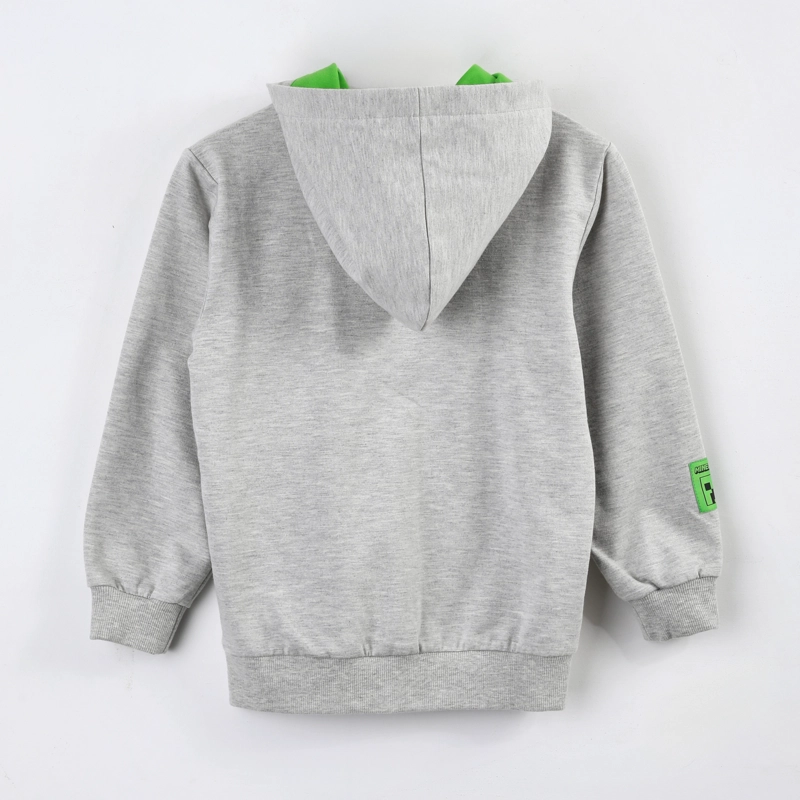 POLERON ABIERTO NIÑO MINECRAFT CREEPER BOLSILLO GRIS - 2