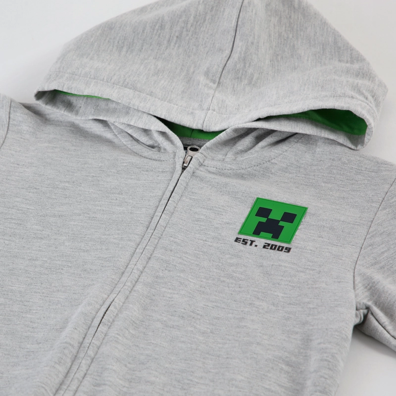 POLERON ABIERTO NIÑO MINECRAFT CREEPER BOLSILLO GRIS - 3