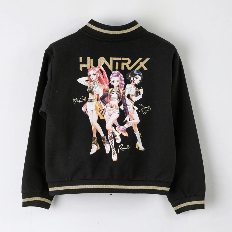 POLERON ABIERTO NIÑA KPOP DEMON HUNTERS LOGO BORDADO NEGRO - 2