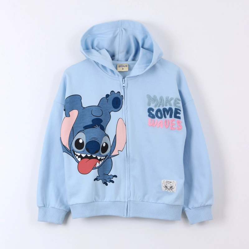 POLERON ABIERTO NIÑA LILO & STITCH DISNEY CELESTE - 1