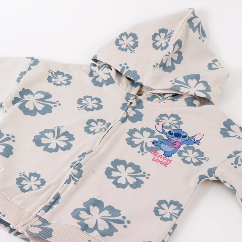 POLERON ABIERTO NIÑA LILO & STITCH DISNEY FLORES BEIGE - 3