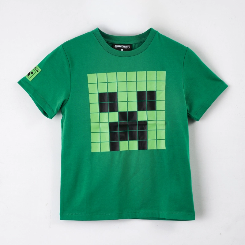 POLERA MANGA CORTA NIÑO MINECRAFT PERSONAJE GRANDE VERDE - 1