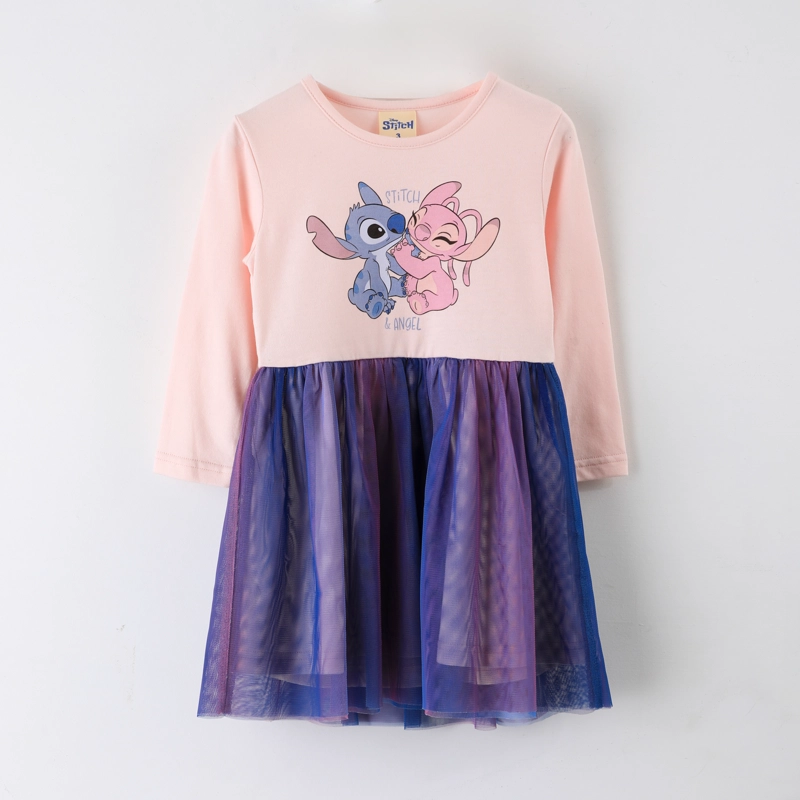 VESTIDO TUL NIÑA STITCH & ANGEL DISNEY ROSA - 1