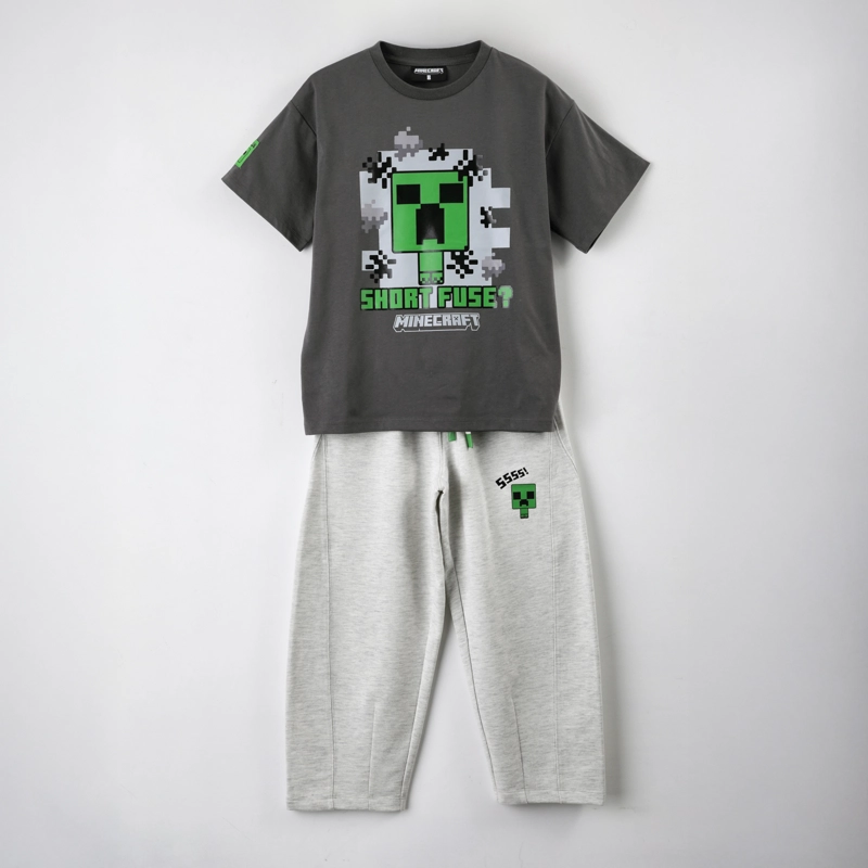 CONJUNTO NIÑO MINECRAFT CREEPER GRIS - 1