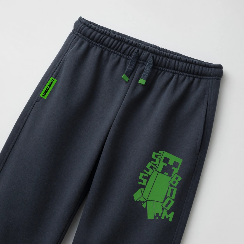 PANTALON DE BUZO NIÑO MINECRAFT ESTAMPADO NEGRO - 3