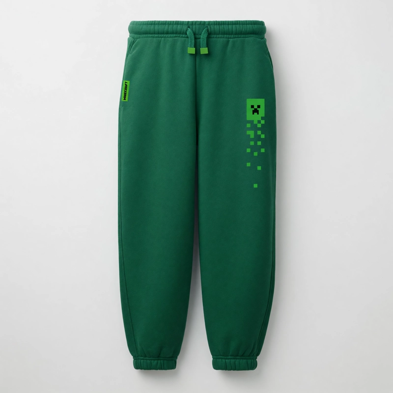 PANTALON DE BUZO NIÑO MINECRAFT CREEPER VERDE - 1