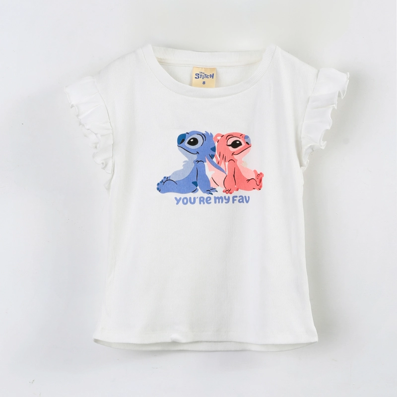 POLERA MANGA CORTA NIÑA STITCH & ANGEL DISNEY VUELOS BLANCO - 1