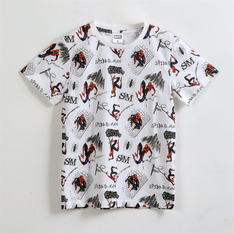 POLERA MANGA CORTA NIÑO SPIDERMAN MARVEL FULL PRINT BLANCO - 1