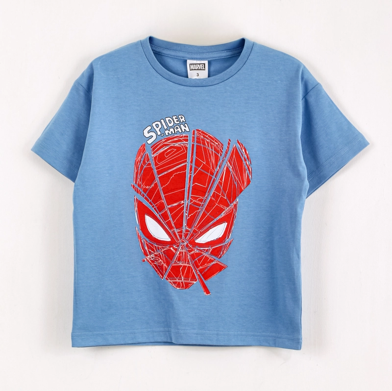 POLERA MANGA CORTA NIÑO SPIDERMAN MARVEL CARA AZUL - 1