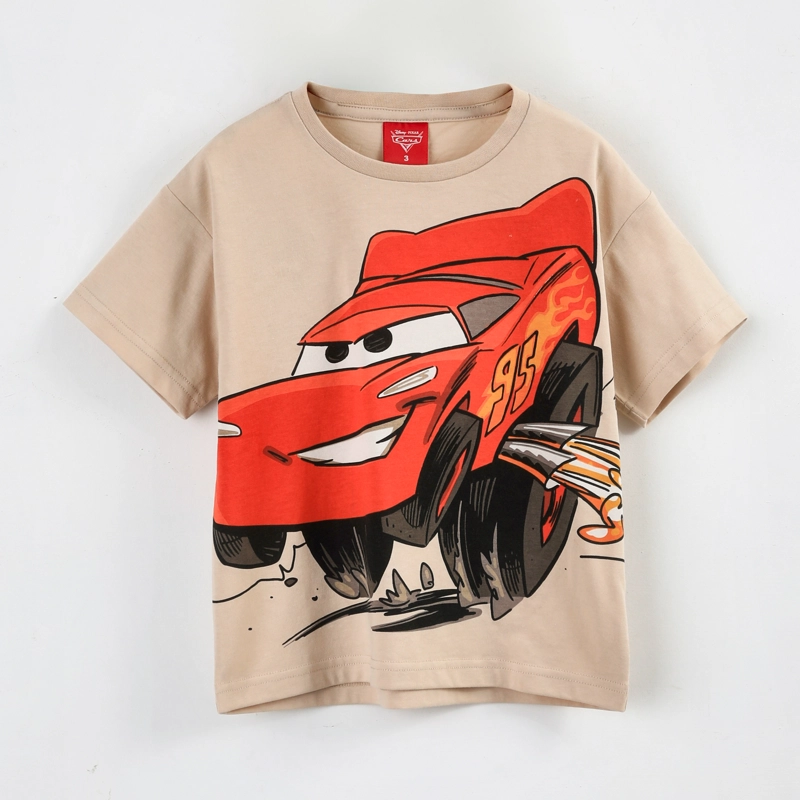 POLERA MANGA CORTA NIÑO CARS DISNEY RAYO MCQUEEN BEIGE - 1