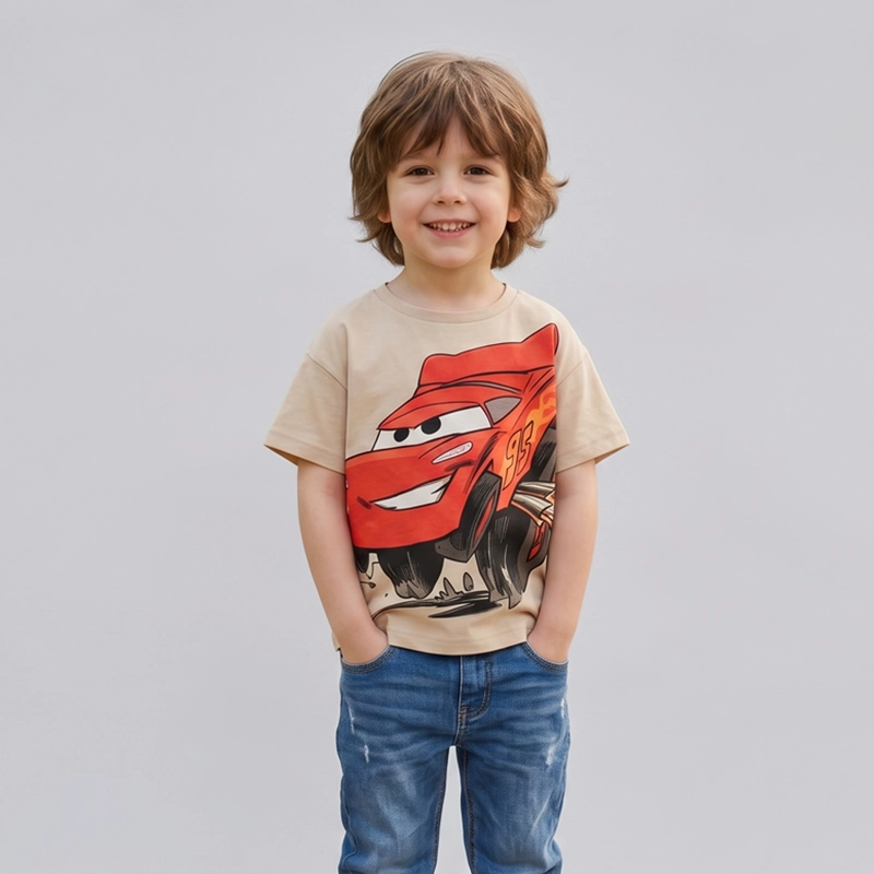 POLERA MANGA CORTA NIÑO CARS DISNEY RAYO MCQUEEN BEIGE - 1