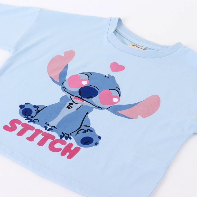 POLERA MANGA CORTA NIÑA STITCH DISNEY CORAZONES CELESTE - 3