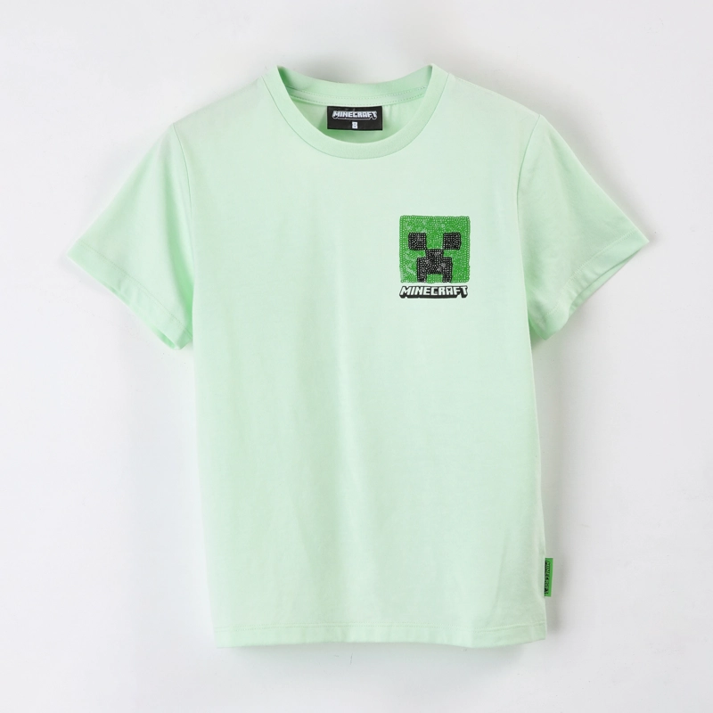 POLERA MANGA CORTA NIÑO MINECRAFT SEQUINS VERDE - 1