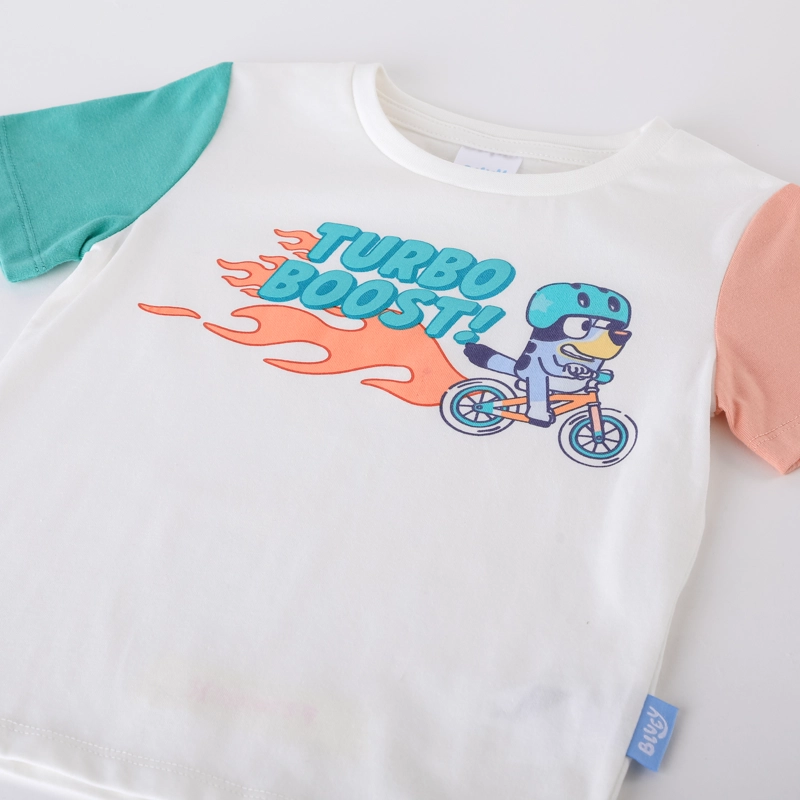 POLERA MANGA CORTA NIÑO BLUEY RAGLAN BLANCO - 3