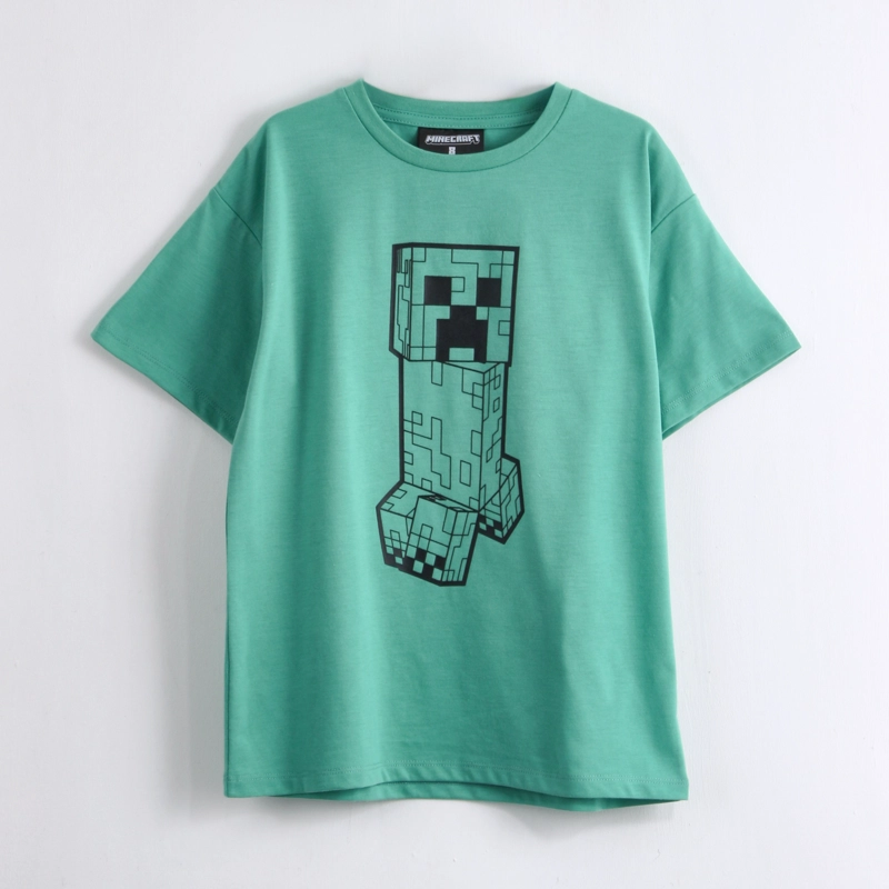POLERA MANGA CORTA NIÑO MINECRAFT CREEPER VERDE - 1