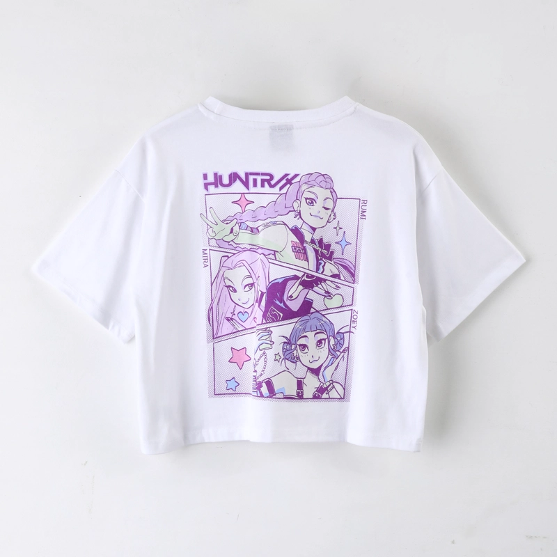 POLERA MANGA CORTA NIÑA KPOP DEMON HUNTERS ESPALDA BLANCO - 2