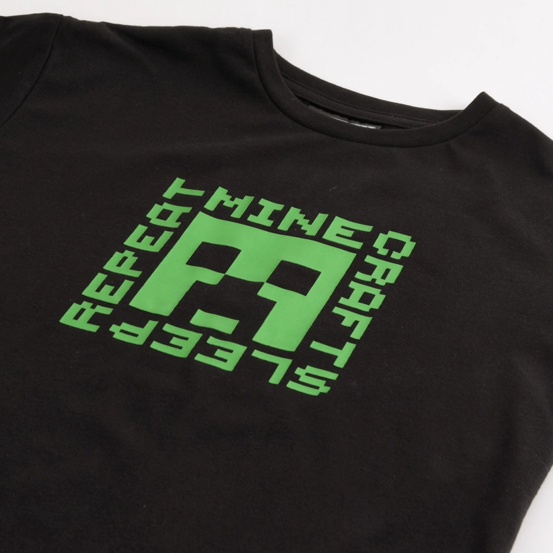 POLERA MANGA CORTA NIÑO MINECRAFT CREEPER NEGRO - 3