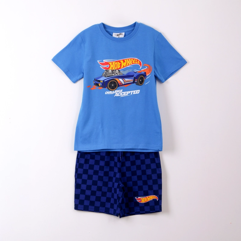 PIJAMA MANGA CORTA NIÑO HOT WHEELS LOGO CELESTE - 1