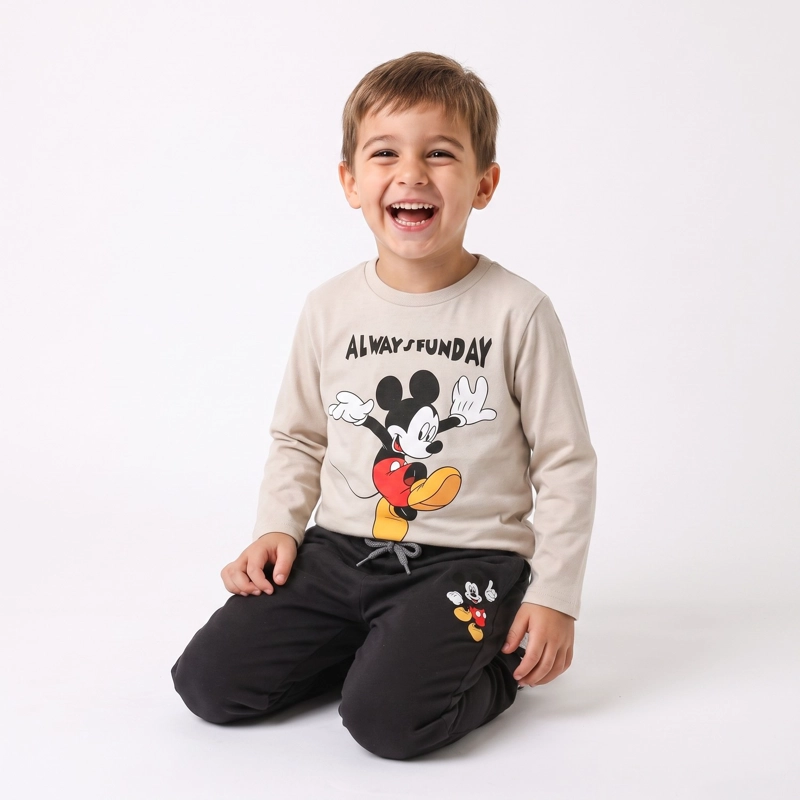 PIJAMA MANGA LARGA NIÑO MICKEY DISNEY ALWAYS FUNDAY BEIGE - 1