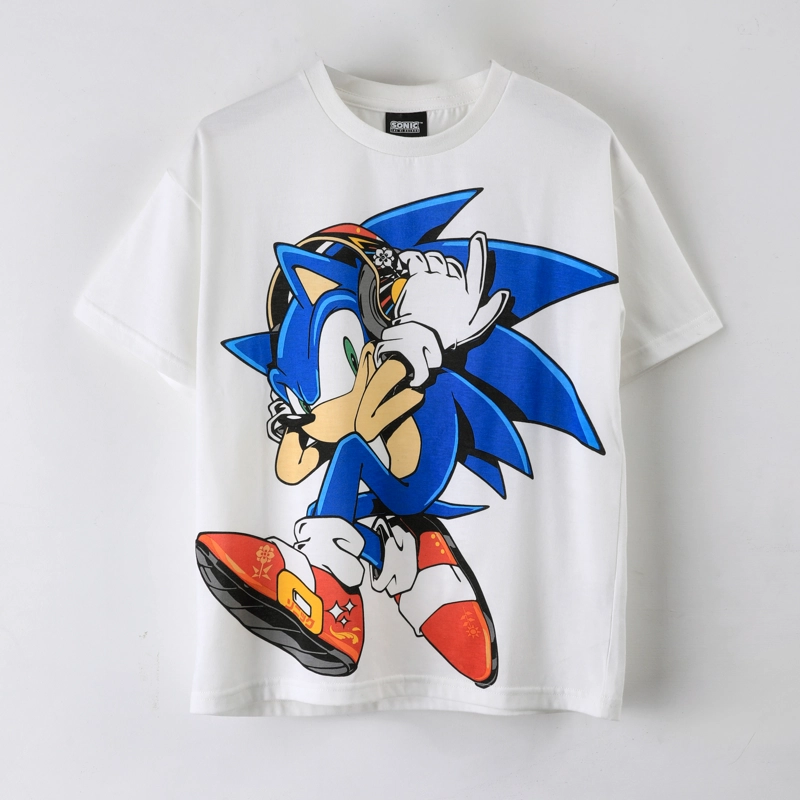 POLERA MANGA CORTA NIÑO SONIC PERSONAJE GRANDE BLANCO - 1