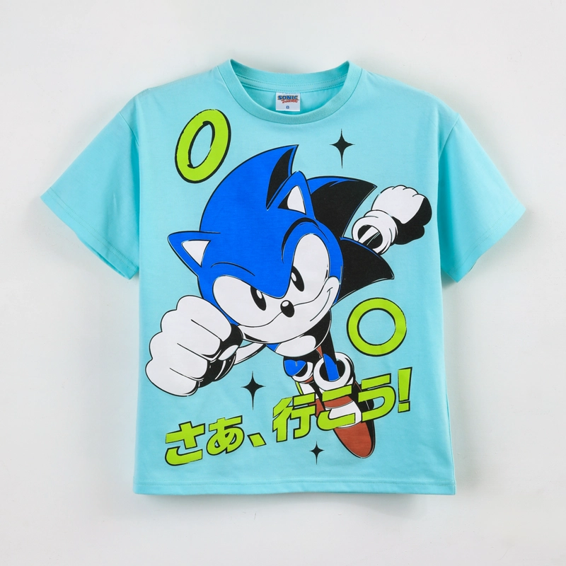 POLERA MANGA CORTA NIÑO SONIC ANILLOS CELESTE - 1